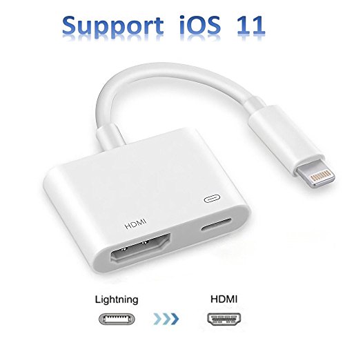 Lightning to HDMI, Lightning Digital AV Adapter, HDMI and Lightning Charging Port 2 in 1 Adapter, Compatible iPhone, iPad, iPod Touch, for HD TV Monitor Projector(1080P)