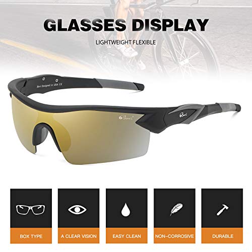 Bevi Polarized Sports Sunglasses TR90 Unbreakable Frame for Men Women