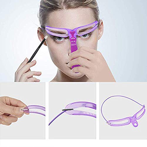 Eyebrow Template Eyebrow cardMakeup Shaper Set Template Tool Eyebrow Makeup Grooming Templates DIY Beauty Accessories for lady thrush beginners (8 x Eyebrow Shapes1x Fixator) (pink)