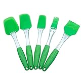 Startostar Silicone Spatula Set Easy Flex Heat Resistant 3-Piece Silicone Spatulas and 2-Piece Silicone Brushes - Gift Box (Green)