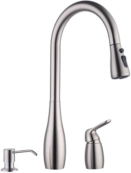 Kes Kitchen Pull Down Sink Faucet Lead Free Brass 3 Hole Gooseneck