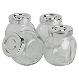 IKEA RAJTAN Spice jar, Glass, Aluminum Color 400.647.02, 1-Pack( 4-Count ), Clear