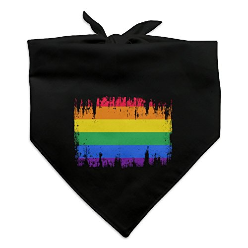 Rainbow Pride Gay Lesbian Contemporary Dog Pet Bandana - Black