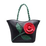 Celsino Women Shoulder Bag 3D Flower Purse Tote Handbag PU Leather Crossbody Weave Handle Bags