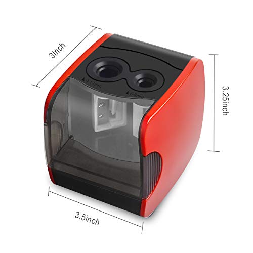 WIWAPLEX Electric Pencil Sharpener, Pencil Sharpener with USB Powered or Battery Operated, 2 Holes(6-8mm & 9-12mm) Portable Electric Pencil Sharpener for Student, Kids, Artist (Red) - Thumbnail 6
