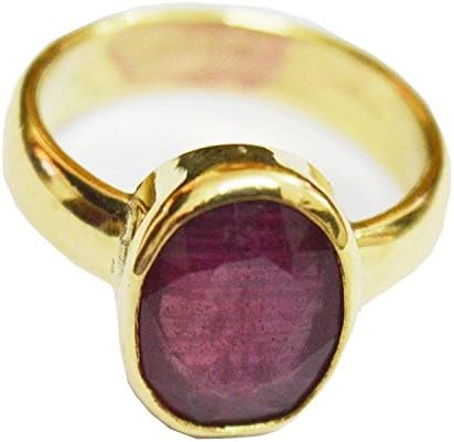 Shraddha Shree Gems Certified Ruby Manik 5.5 carat or 6.25 ratti Panchdhatu Gold Polish Astrology Ring For Men &amp; Women (Fast Shipping)