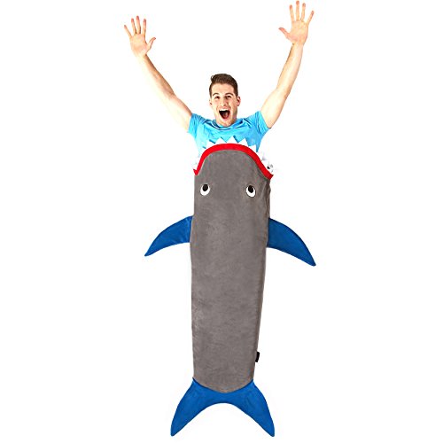 Blankie Tails Shark Blanket for Adults & Teens (Gray & Deep Blue)