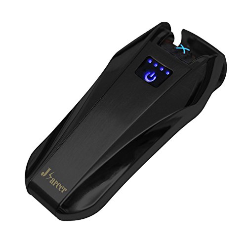 J-arcer Dual Plasma Electric Arc Lighter - Windproof Double Arc Touch-Sensitive Arc Lighter for Pipes Cigars and More, Full Metal Shell, USB Rechargeable- Cable & Gift Box Included (Silver Black)