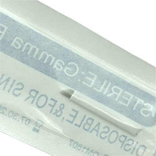 200pcs Permanent Makeup Needle Manual Eyebrow Tattoo Microblade Sloped Needles (9 Sloped Needles)