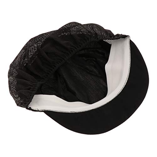 Flameer 5Pcs Black Half Mesh Chef Waiter Cap Restaurant Kitchen Workshop Hair Net Cooling Reusable Bouffant Adjustable Food Service Hair Hat Protective