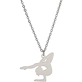 AMOBESTER Gymnastics Necklace for Women Stainless Steel Pendant Jewelry Inspirational Sport Gift for Gymnasts Cheerleaders or Birthday