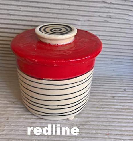 Französische Wasserbutterdose Keramik in redline für 250g Butter