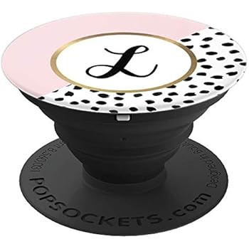 Pink Letter L Monogram & painted black and white polka dots