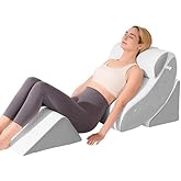 4 PCS Wedge Pillow Set for After Surgery, Memory Foam Orthopedic Bed Wedge Pillow Set, Back Support, Leg Elevation, Adjustabl