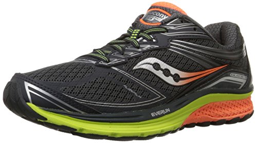 Saucony Men's Guide 9 Running Shoe, Midnight/Citron/Orange, 9.5 M US