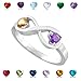 Dainty 925 Sterling Silver Personalized Mix-and-Match Dual CZ Heart Birthstone Infinity Ring