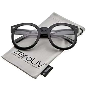 zeroUV - Oversize Thick Arms Round Clear Lens Horn Rimmed