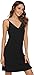 GYS Women's Bamboo Viscose Full Slips for Under Dresses Soft Adjustable Spaghetti Straps Cami Slip Dress, Black, Small