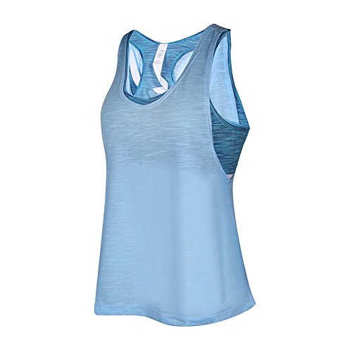 camgo Padded Active Camisole Yoga Tanks Tops with Built-in Bra Vest Racerback Shirts for Gym Workout Exercise (L, Blue2)