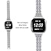 bayite Slim Bling Bands Compatible with Fitbit Versa/Versa 2/Versa Lite Smartwatch, Dressy Metal Bracelet Jewelry Wristband Women, Silver