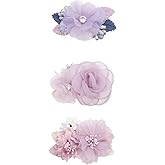 Flower Hair Clips Set for Baby Girl Lightweight Floral Hair Bow Accessories with Boutique Fully Lined Alligator Clip 3pcs for Toddler Teens Gifts