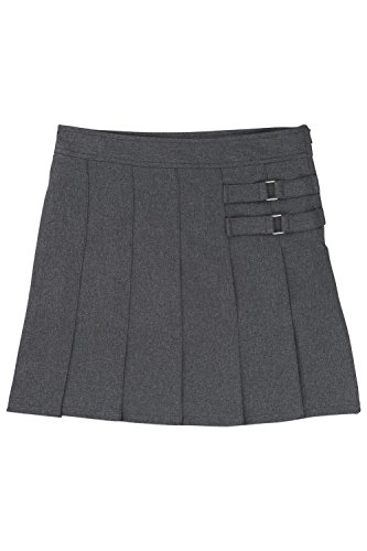 French Toast Big Girls' Two-Tab Pleated Scooter, Grey, 14
