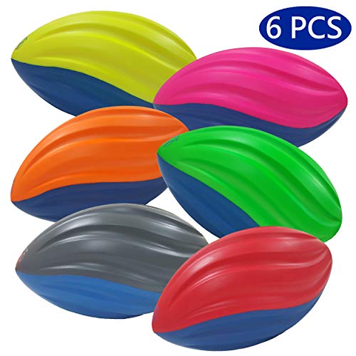 Macro Giant 7.5 Inch Safe Soft Foam Spiral Football, Set of 6, Assorted Colors, Practice Training, Kid Toy, Yard Game, Indoor Outdoor