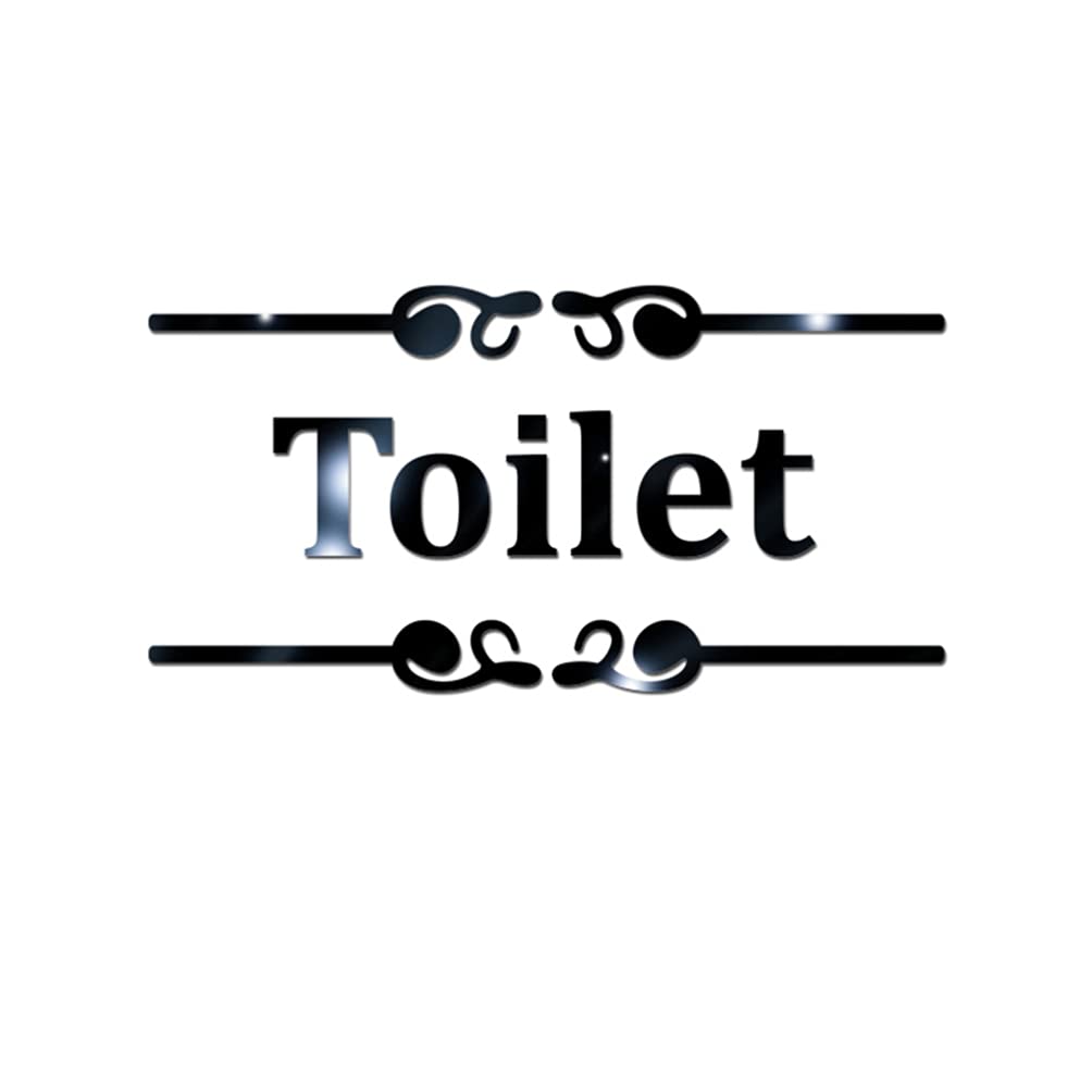 Healifty Toilet Mirror Signs Toilet Door Signs Mirror Wall Sticker Decals Acrylic Wall Sticker Mirror for Home Bathroom Restroom Decor (Black)