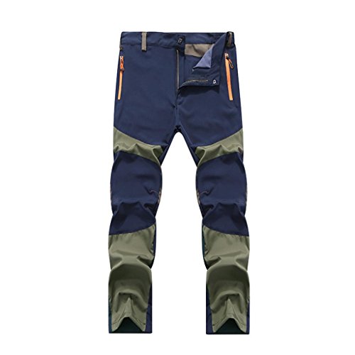 Sunfei Mens Waterproof Outdoor Hiking Climbing Warm Trousers Tactical Pants (Blue, L)