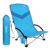 MOVTOTOP Folding Beach Chair, 【Newest 2019】 Portable Outdoor Backpack Camping Chair, High Back Rest Beach Chairs with Carry Bag Heavy Duty 300 lbs Capacity