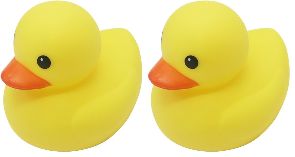 MYLIFEUNIT 4 inch Yellow Rubber Bath Ducks for Child (Pack of 2)