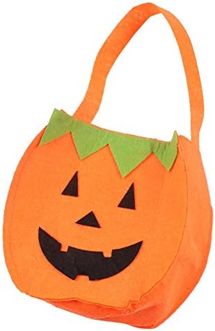 Halloween Candy Bag, WONOUS Halloween Cute Pumpkin Ghost Bat Spider Barrel Type Treat or Trick Kids Children Candy Bag Snack Packaging Children Kids Party Storage Bag Gift with Handle (C)