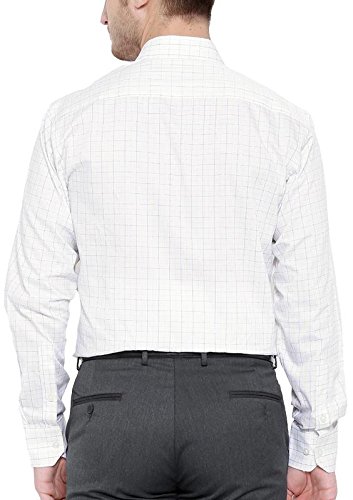 american crew men's full sleeve checks shirt with pocket (white)