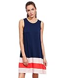 ROMWE Women's Casual T-Shirt Sleeveless Swing Dress Tunic Tank Top Dresses Navy L