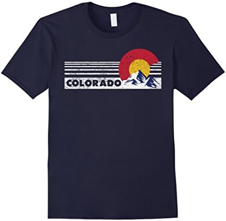 Mens Colorado Rocky Mountains And Sun Shirt - Distressed Version Medium Navy