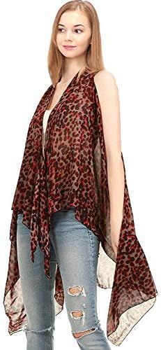 CCFW Various Pattern Printed Long Scarf Vest with Uneven Hem Animal Paisley