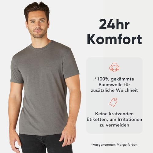 Fm London Herren-t-shirt (3/5er-pack) Herren T-Shirt , Schwarz, Grau, Weiß, Marineblau, Anthrazit (5er-pack), M thumbnail 3