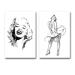 Canvas Prints Wall Art - Beautiful Marilyn Monroe Illustration - 16"x24" x 2 Panels