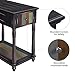 VASAGLE Narrow End Table with Drawer, 3-Tier Nightstand with Colorful Storage Shelf, Rustic Sofa Side Table with Solid Wood Legs, for Living Room, Country Brown ULET20GL