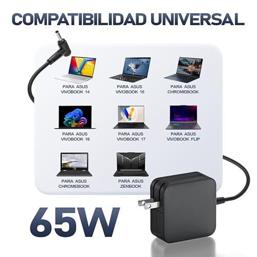 RORALMA 65W Cargador Compatible con Laptop ASUS Vivobook 15 14 Serie X515EA X540S X540SA X540L​ F512DA F513 K513E X540SA​ Q406DA