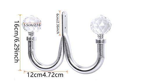 Crystal Curtain Holdback Hooks Tiebacks Tassel holder Pair (Nickel Finish ) - Thumbnail 3