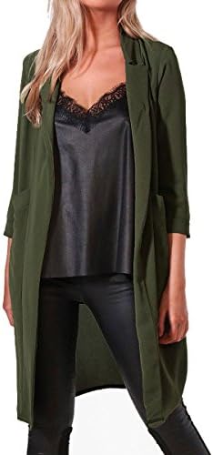 Paridane Women Open Front Cardigan Windbreaker Long Jacket Three Quarter Sleeve Coat