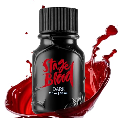 Spooktacular Creations Halloween Fake Blood Makeup, 2 oz Stage Blood Bottle, Dark Blood, Washable Blood Drops for Halloween Cosplay Party, Vampire, Zombie, sfx Makeup, Masquerade