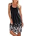 Cadevic Women's Casual Loose Mini Print Pleated Sleeveless Sundress A-Line Beach Dress
