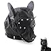 PU Leather Doggy Style Sex Full Hood Mask with Eyes Patch & Mouth Zipper