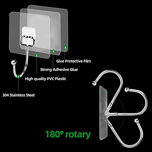 Large Adhesive Wall Hooks 33LB(Max), SUNDOKI Self Adhesive Hooks