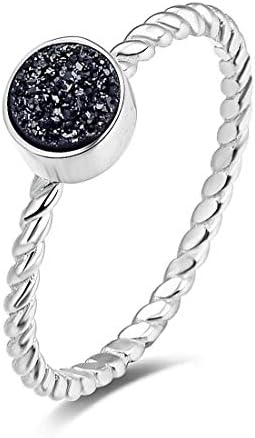 Simply Drusy Sterling Silver Cable Style Stacking Ring (Style STU01)