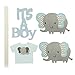 Shxstore Gray and Blue Elephant Cake Cupcake Topper Picks For It's A Boy Baby Shower Birthday Themed Party Decorations Supplies