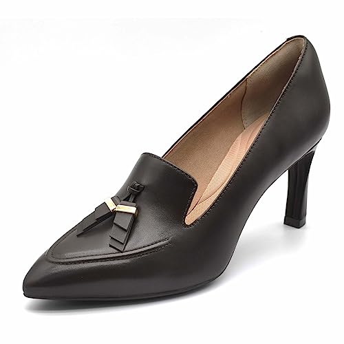 Rockport Women’s TM Sheehan Ornament Loafer Pump, Coffee Bean Leather, 8.5 Wide