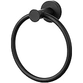 Matte Black Bath Towel Ring, SUS304 Stainless Steel Round Hand Towel Holder Wall Mounted for Bathroom